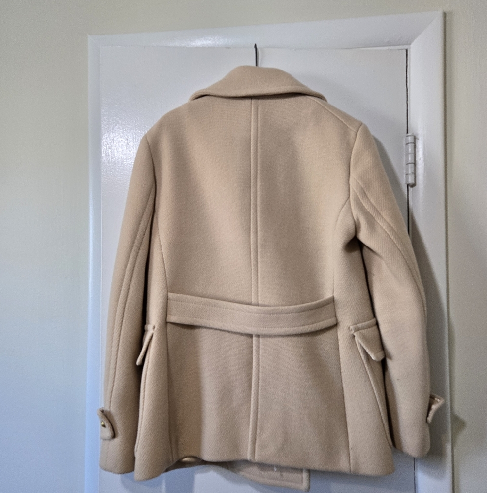 Cream Double Breasted Peacoat in Classic Style - Picture 2 of 6